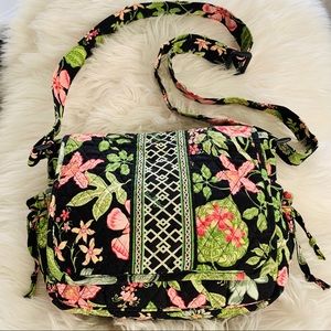 Vera Bradley black floral satchel adjustable strap